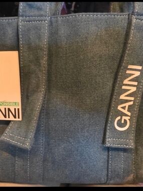 Ganni Denim Tote in Faded Blue